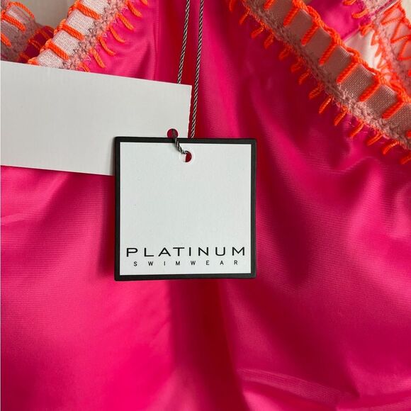 Nwt Anthropologie PilyQ platinum crochet pink cut out one piece swimsuit - Picture 4 of 6